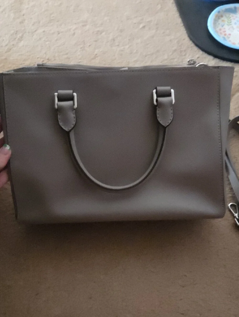 Michael Kors Taupe Saffiano Leather Satchel with Detachable Strap